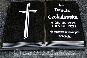 Czarna Księga Granitowa na Nagrobek | Otwarta Książka z Napisem